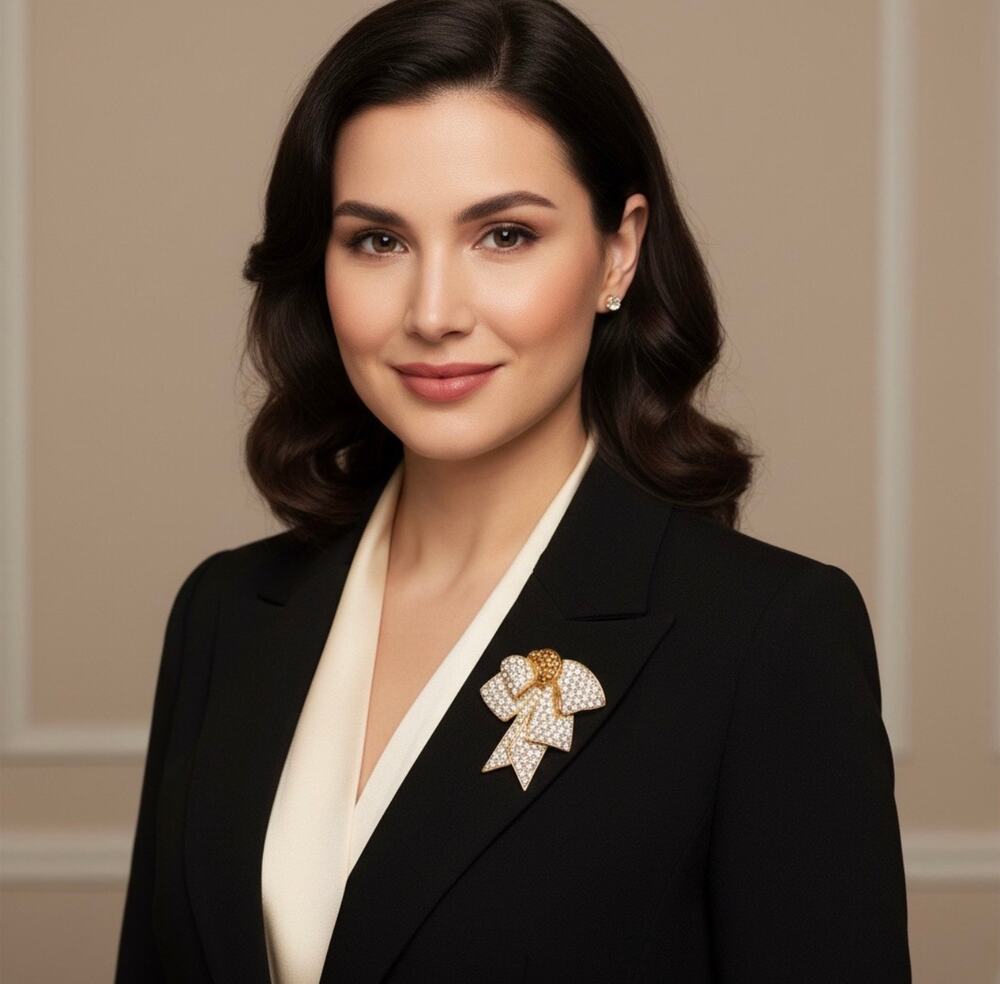 Jackie Orr Crystal Bow Tie Brooch